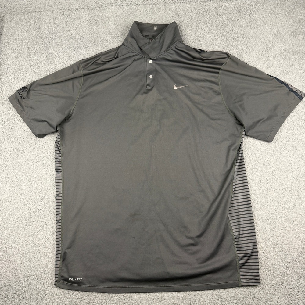Nike Tiger Woods Polo Shirt Mens 2XL Gray Dri-Fit Golf Performance